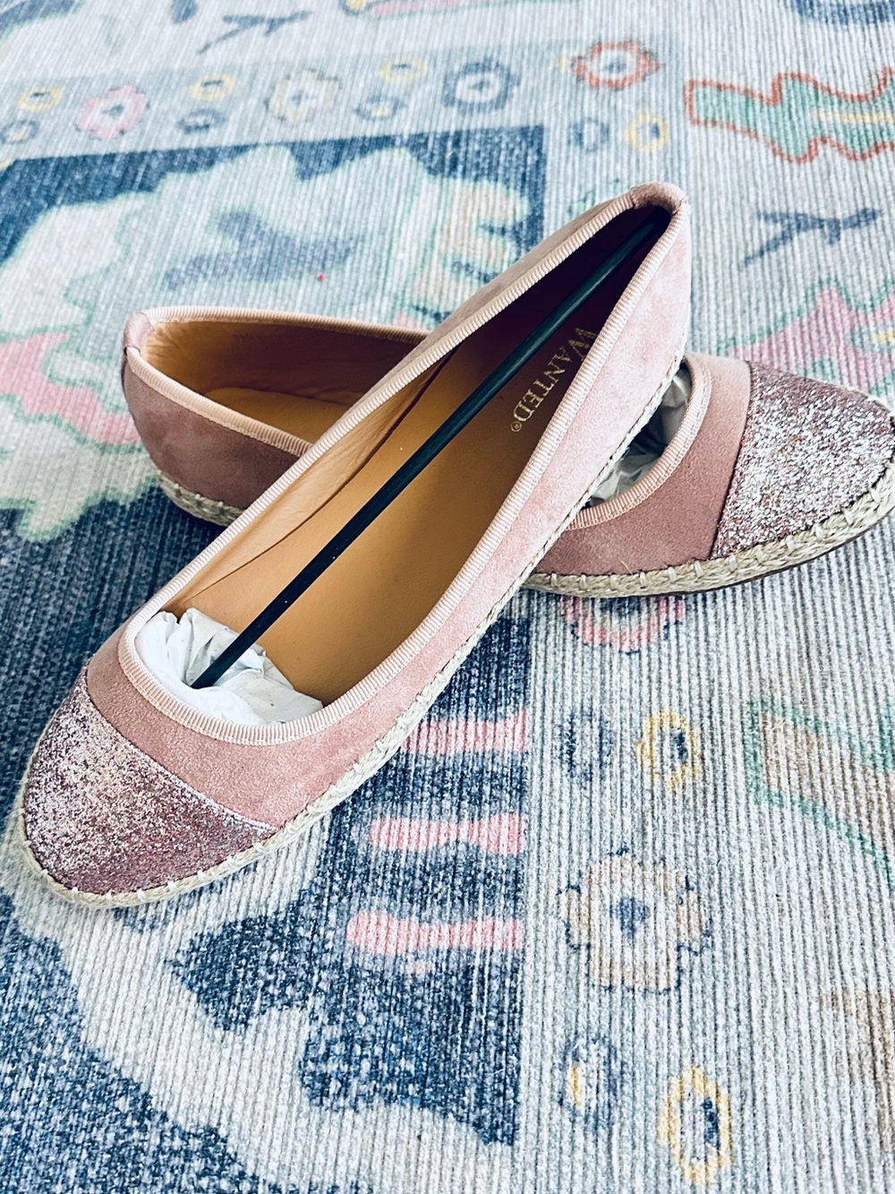 Wanted Rose Gold Zeal Ballet Flats Espadrille Shoes Size 10